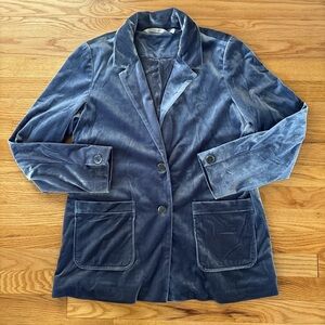 Soft Surroundings Velvet Blazer Dusty Nightshadow Blue Two Button Medium Pockets